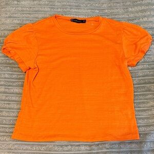 New York & Company Vibrant Orange Puff Short Sleeve Top Size XL